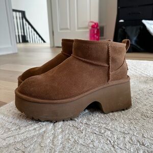 UGG Brown Suede Platform Ankle Boots